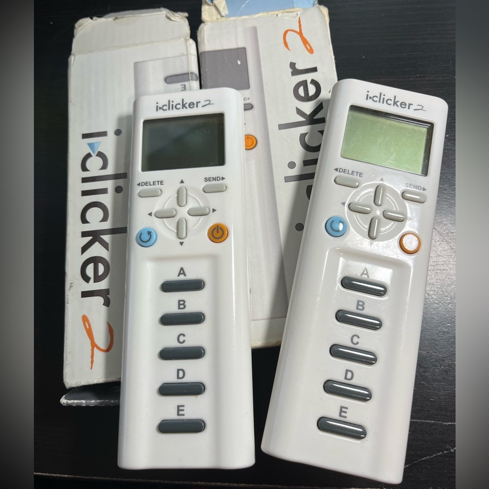 SOLD Two iclicker2 remotes in working good condition with good batteries!